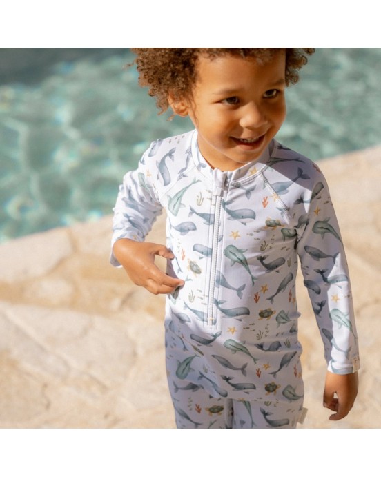 LITTLE DUTCH. Μπλουζάκι κοντομάνικο με προστασία UV Ocean Multi-colour - Νο 62/68