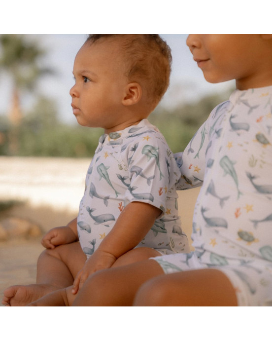 LITTLE DUTCH. Μπλουζάκι κοντομάνικο με προστασία UV Ocean Multi-colour - Νο 74/80