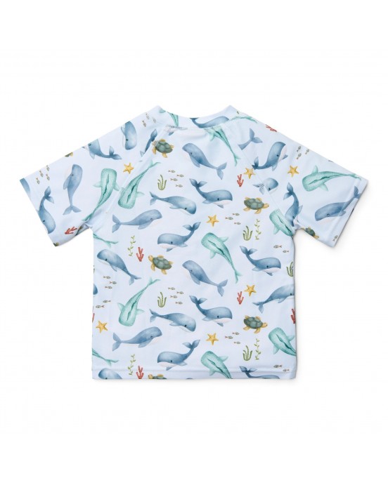 LITTLE DUTCH. Μπλουζάκι κοντομάνικο με προστασία UV Ocean Multi-colour - Νο 62/68