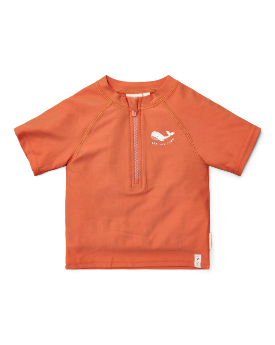 LITTLE DUTCH. Μπλουζάκι κοντομάνικο με προστασία UV Sea Life Coral Red - Νο 74/80