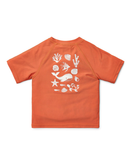 LITTLE DUTCH. Μπλουζάκι κοντομάνικο με προστασία UV Sea Life Coral Red - Νο 62/68