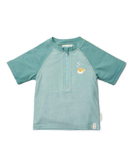 LITTLE DUTCH. Μπλουζάκι κοντομάνικο με προστασία UV Seashells Surf Blue - Νο 62/68