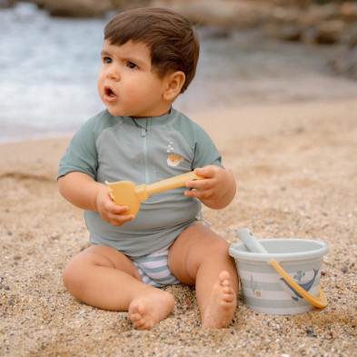 LITTLE DUTCH. Μπλουζάκι κοντομάνικο με προστασία UV Seashells Surf Blue - Νο 74/80