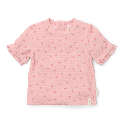 LITTLE DUTCH. Μπλουζάκι κοντομάνικο με προστασία UV Sunny Flowers Blush - Νο 98/104