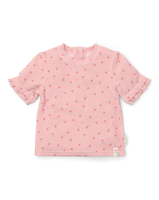 LITTLE DUTCH. Μπλουζάκι κοντομάνικο με προστασία UV Sunny Flowers Blush - Νο 62/68