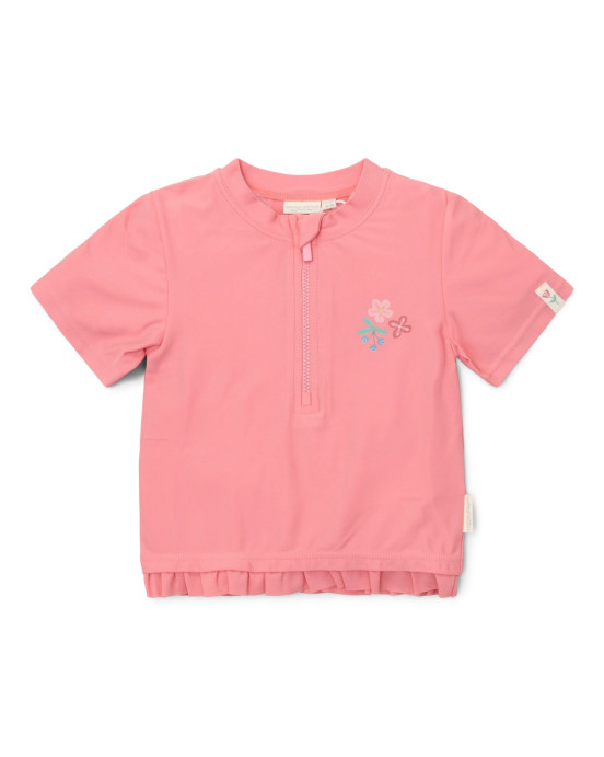 LITTLE DUTCH. Μπλουζάκι κοντομάνικο με προστασία UV Sunny Flowers Rouge - Νο 86/92