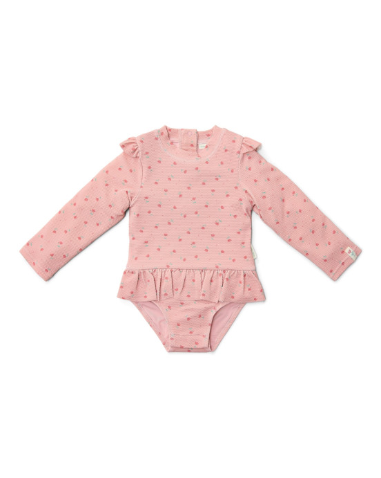 LITTLE DUTCH. Ολόσωμο μακρυμάνικο μαγιό για κορίτσια Sunny Flowers Blush - Νο 74/80