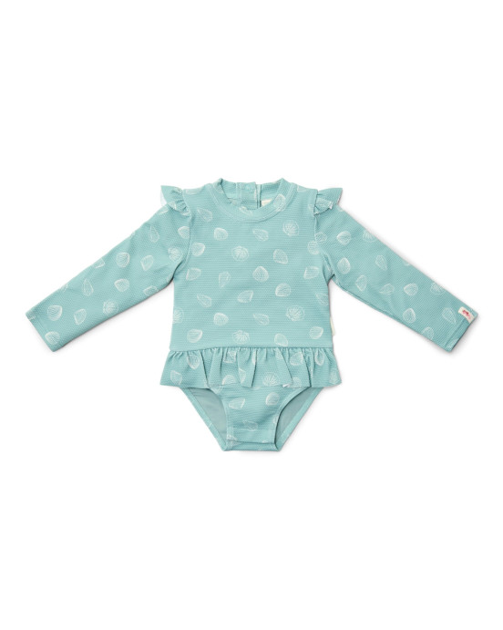 LITTLE DUTCH. Ολόσωμο μακρυμάνικο μαγιό για κορίτσια Ocean Treasures Surf Blue - Νο 74/80