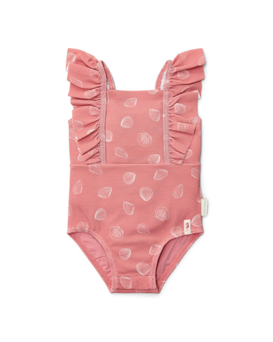 LITTLE DUTCH. Ολόσωμο μαγιό με βολάν Ocean Treasures Pink - Νο 62/68