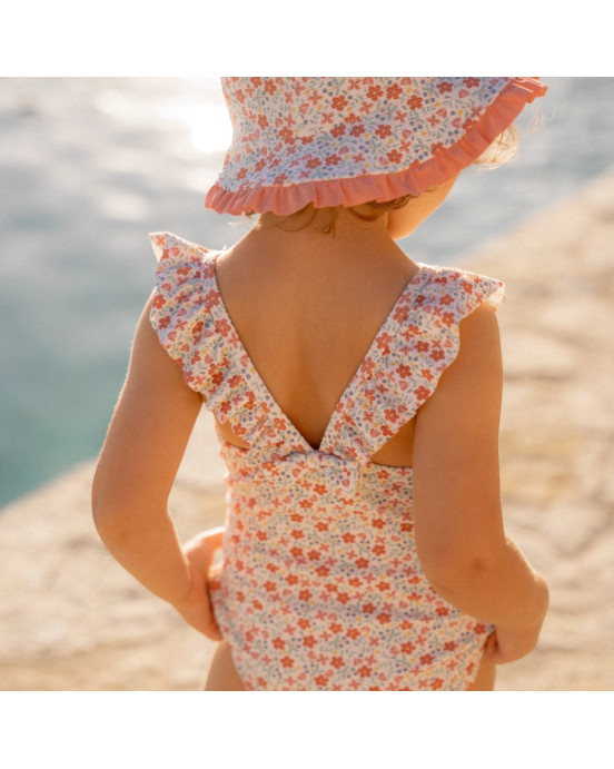 LITTLE DUTCH. Ολόσωμο μαγιό με βολάν Sunny Flowers Multi-colour - Νο 62/68