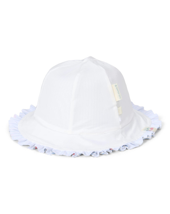 LITTLE DUTCH. Παιδικό καπέλο ήλιου διπλής όψης Sunny Flowers Blue - Νο 1 (41-45)