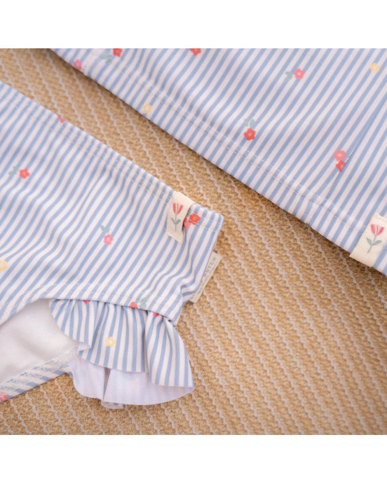 LITTLE DUTCH. Παιδικό μαγιό μπικίνι με βολάν Sunny Flowers Blue - Νο 74/80