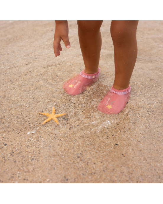 LITTLE DUTCH. Παιδικά παπουτσάκια θαλάσσης Sunny Flowers Rouge - Νο 27/28