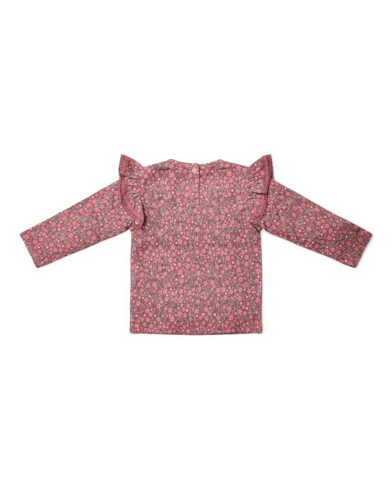 LITTLE DUTCH. Μπλουζάκι μακρυμάνικο με βολάν Rouge Flower - Νο 92