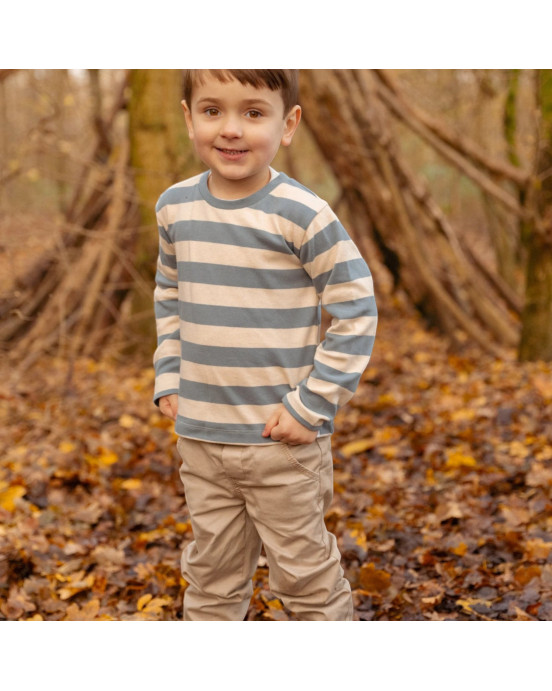 LITTLE DUTCH. Μπλουζάκι μακρυμάνικο Stone Blue Stripe - Νο 92