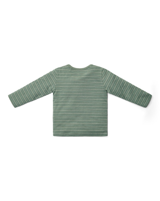 LITTLE DUTCH. Μπλουζάκι μακρυμάνικο με τσέπη Forest Green Stripe - Νο 104