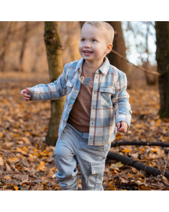 LITTLE DUTCH. Πουκάμισο μακρυμάνικο Stone Blue Check - Νο 74