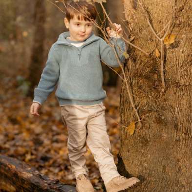 LITTLE DUTCH. Πλεκτό πουλόβερ Stone Blue - Νο 80