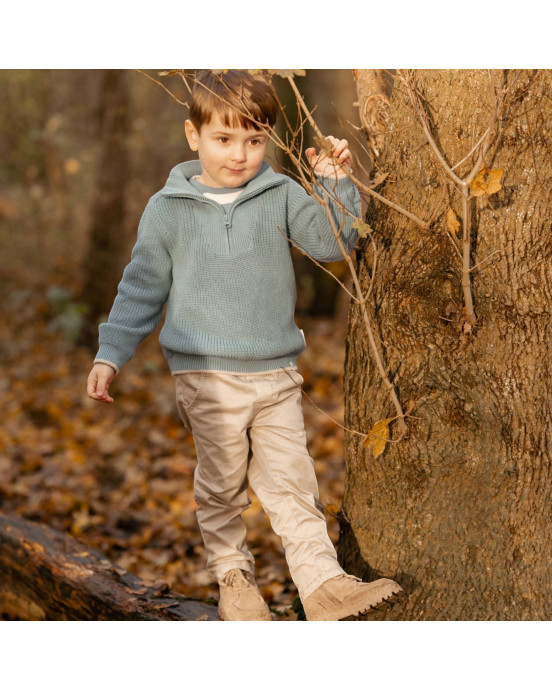 LITTLE DUTCH. Πλεκτό πουλόβερ Stone Blue - Νο 80