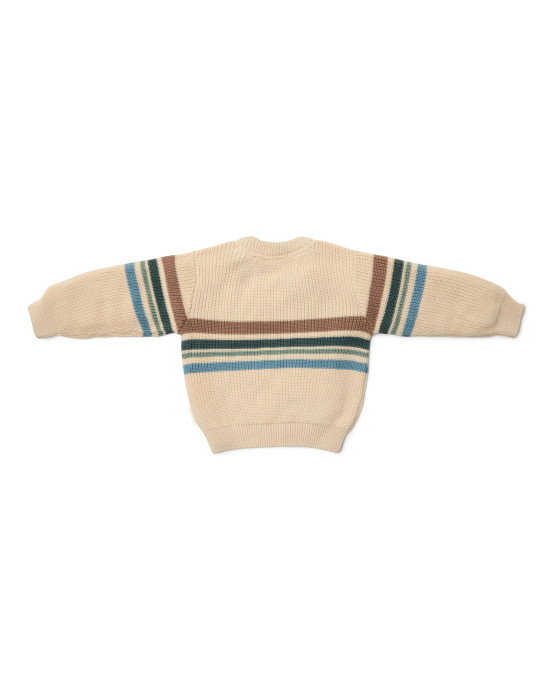 LITTLE DUTCH. Πλεκτό πουλόβερ με ρίγες Sand - Νο 80