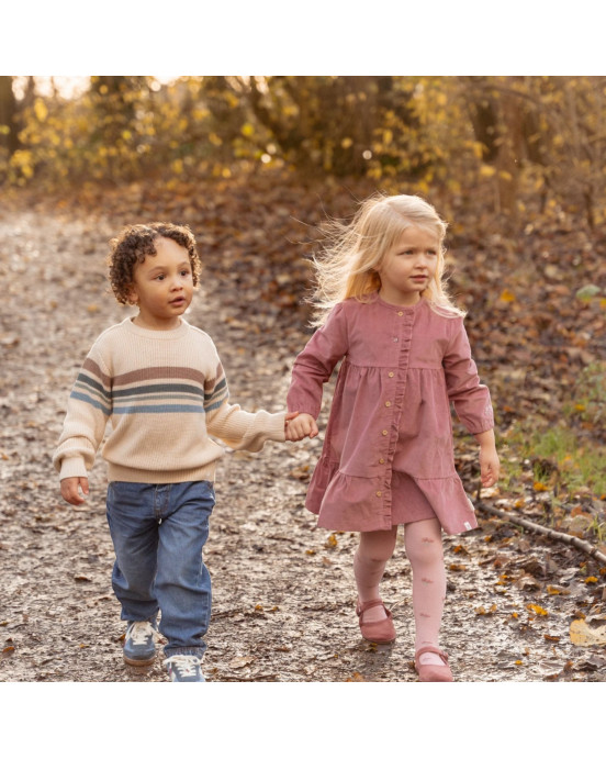 LITTLE DUTCH. Πλεκτό πουλόβερ με ρίγες Sand - Νο 80