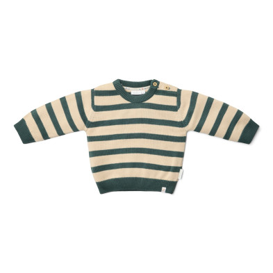 LITTLE DUTCH. Πλεκτό πουλόβερ Balsam Green Stripe - Νο 92