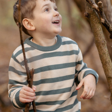 LITTLE DUTCH. Πλεκτό πουλόβερ Balsam Green Stripe - Νο 74