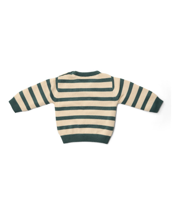 LITTLE DUTCH. Πλεκτό πουλόβερ Balsam Green Stripe - Νο 104
