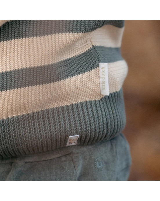 LITTLE DUTCH. Πλεκτό πουλόβερ Balsam Green Stripe - Νο 104