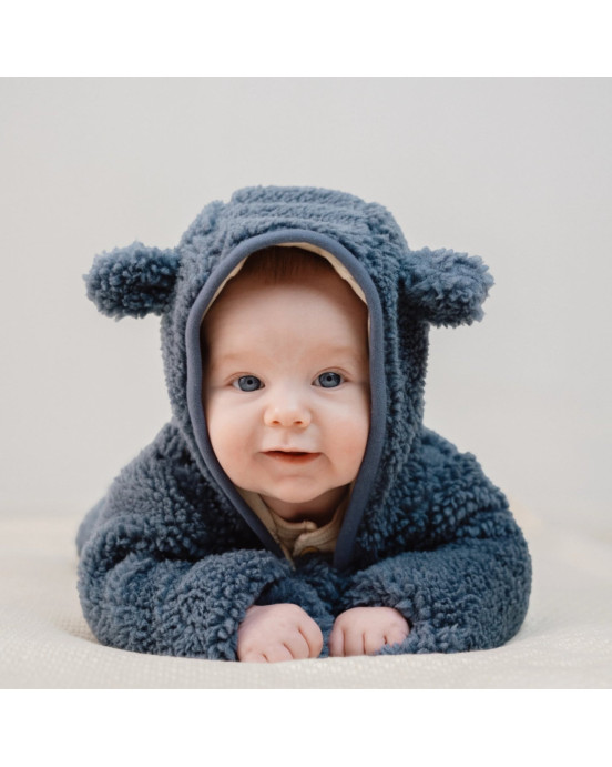 LITTLE DUTCH. Ολόσωμο φορμάκι εξόδου teddy Stone Blue - Νο 50/56