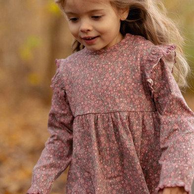 LITTLE DUTCH. Φορεματάκι μακρυμάνικο Rouge Flower - Νο 80