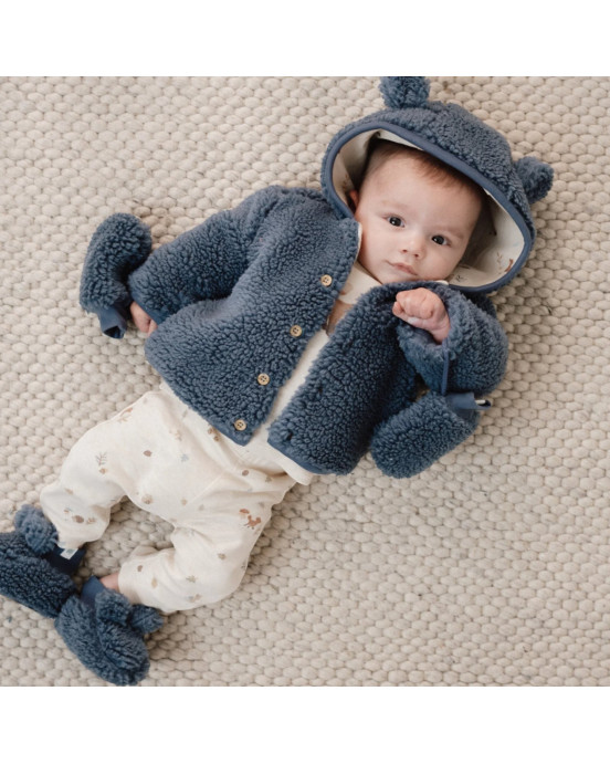 LITTLE DUTCH. Γαντάκια teddy Stone Blue - Νο 2 (3-9 μηνών)