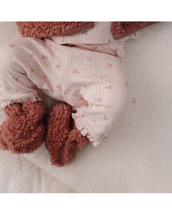 LITTLE DUTCH. Βρεφικά μποτάκια αγκαλιάς teddy Pink Blush - Νο 1 (0-3 μηνών)