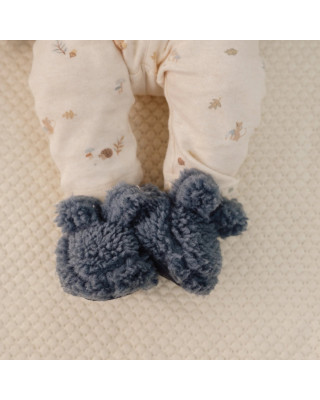 LITTLE DUTCH. Βρεφικά μποτάκια αγκαλιάς teddy Stone Blue - Νο 1 (0-3 μηνών)