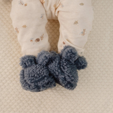 LITTLE DUTCH. Βρεφικά μποτάκια αγκαλιάς teddy Stone Blue - Νο 1 (0-3 μηνών)