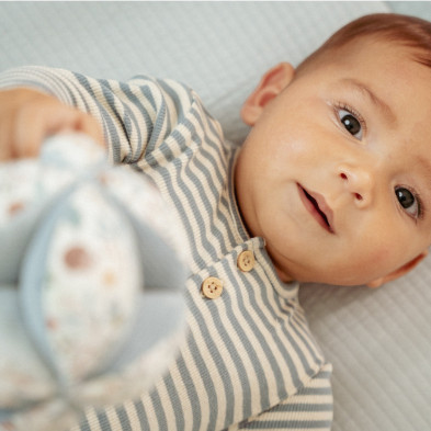 LITTLE DUTCH. Μπλουζάκι μακρυμάνικο με κουμπάκια Stone Blue Stripe - Νο 74