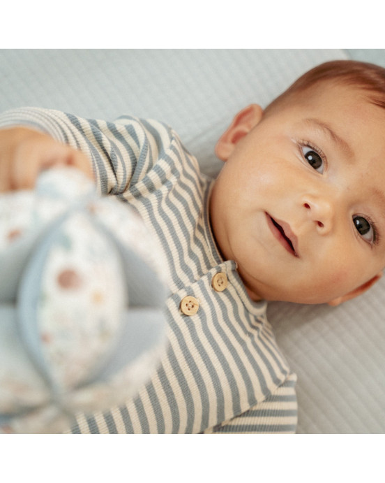 LITTLE DUTCH. Μπλουζάκι μακρυμάνικο με κουμπάκια Stone Blue Stripe - Νο 68