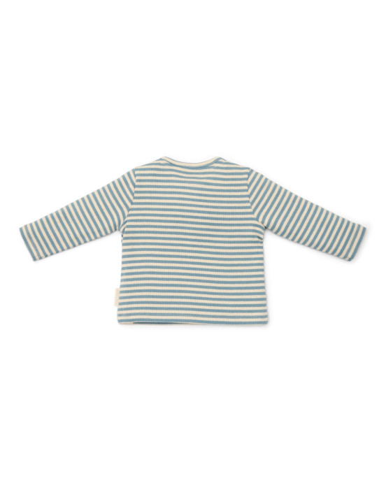 LITTLE DUTCH. Μπλουζάκι μακρυμάνικο με κουμπάκια Stone Blue Stripe - Νο 68