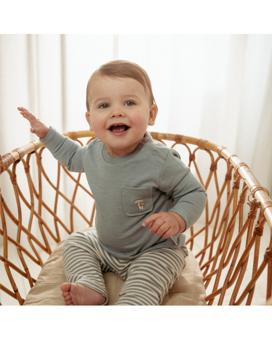 LITTLE DUTCH. Μπλουζάκι μακρυμάνικο με τσέπη Stone Blue - Νο 74