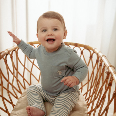 LITTLE DUTCH. Μπλουζάκι μακρυμάνικο με τσέπη Stone Blue - Νο 68