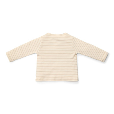 LITTLE DUTCH. Μπλουζάκι μακρυμάνικο με κουμπάκια Soft Beige Stripe - Νο 62
