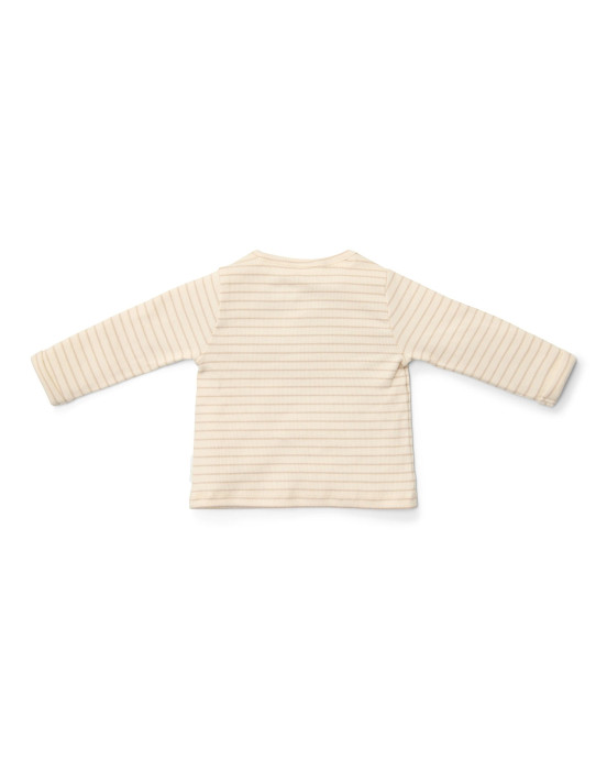 LITTLE DUTCH. Μπλουζάκι μακρυμάνικο με κουμπάκια Soft Beige Stripe - Νο 56