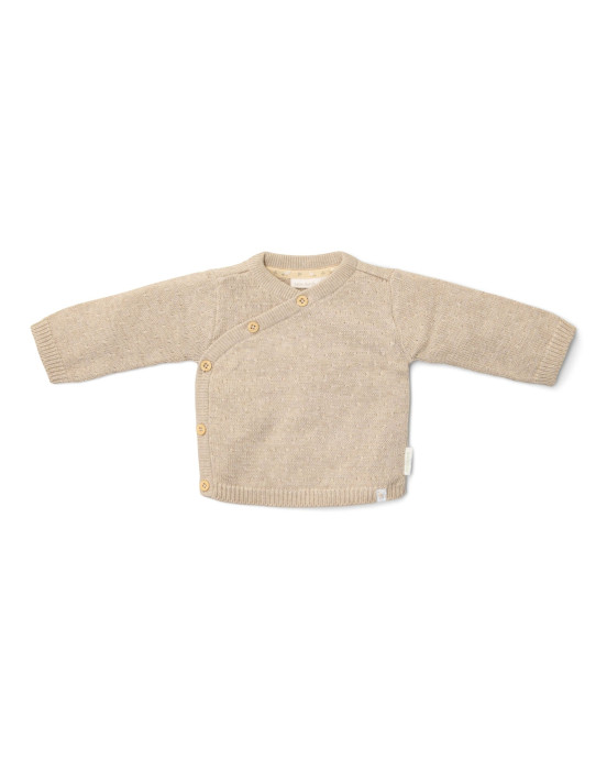 LITTLE DUTCH. Ζακέτα πλεκτή κρουαζέ Soft Beige Melee - Νο 74