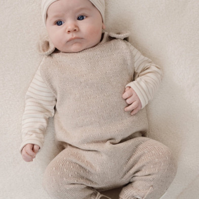 LITTLE DUTCH. Πλεκτό αμάνικο φορμάκι Soft Beige Melee - Νο 62