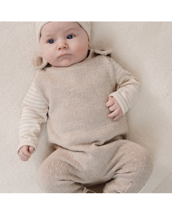 LITTLE DUTCH. Πλεκτό αμάνικο φορμάκι Soft Beige Melee - Νο 62