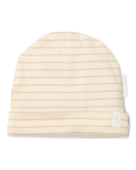 LITTLE DUTCH. Σκουφάκι Soft Beige Stripe - Νο 2 (3-6 μηνών)