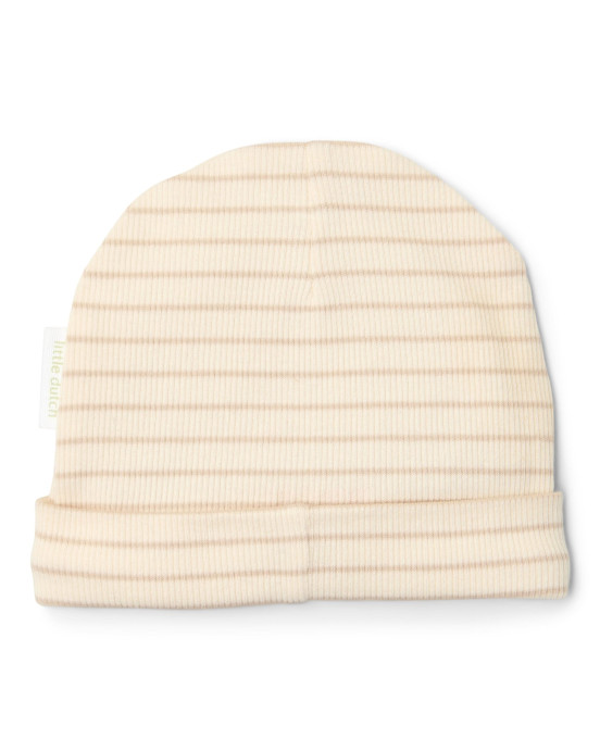 LITTLE DUTCH. Σκουφάκι Soft Beige Stripe - Νο 2 (3-6 μηνών)