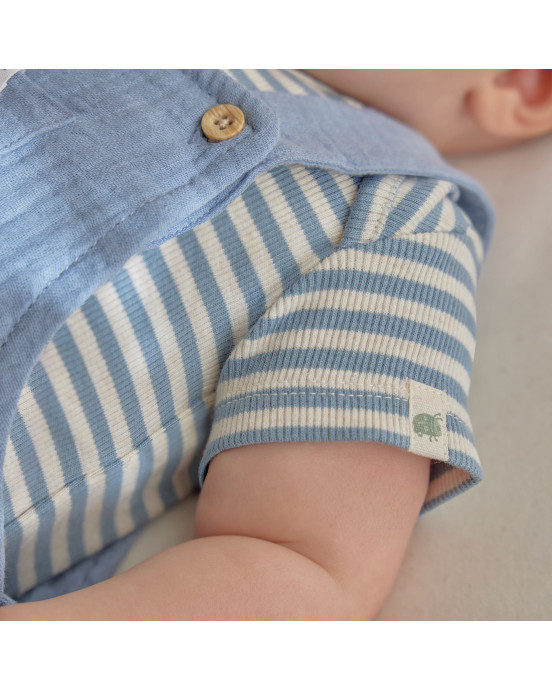 LITTLE DUTCH. Φορμάκι κοντομάνικο μπλε Stone Blue stripe - Νο 74