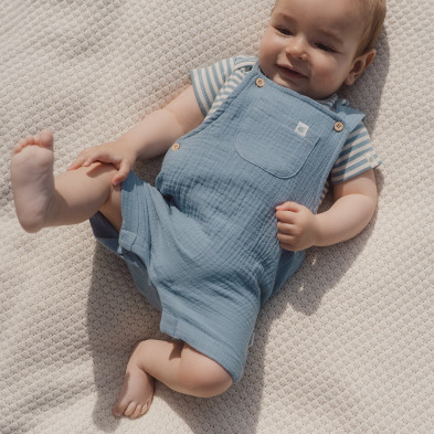 LITTLE DUTCH. Φορμάκι κοντομάνικο μπλε Stone Blue stripe - Νο 56