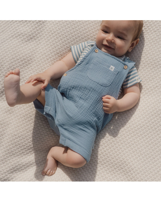 LITTLE DUTCH. Φορμάκι κοντομάνικο μπλε Stone Blue stripe - Νο 50